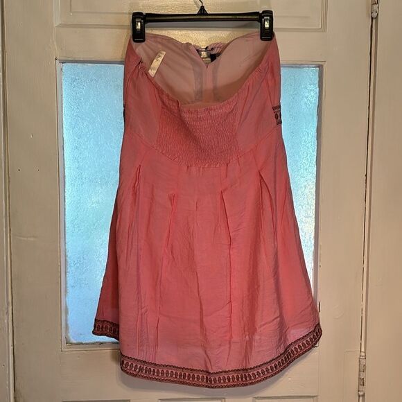 Sisi Women’s Light Pink andBrown Embroidered Sleeveless Halter Dress Size L - Picture 6 of 8